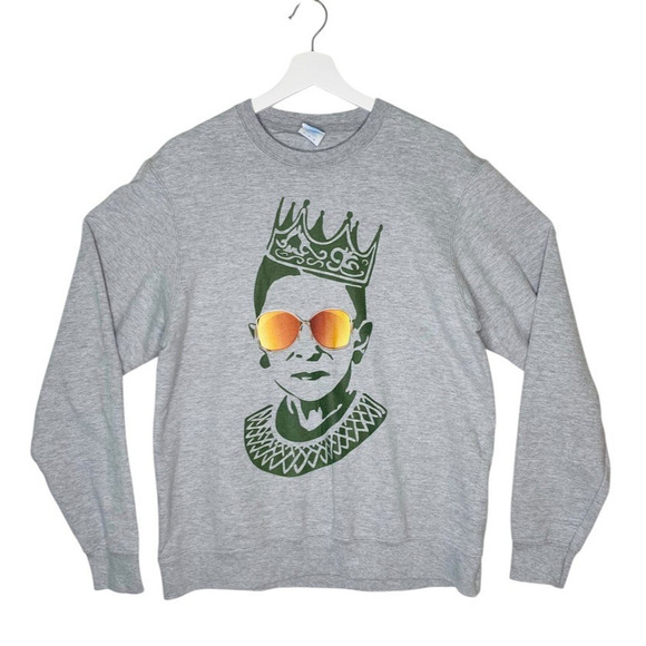 Ruth Bader Ginsburg Sweatshirt Womens Medium Grey Graphic Long Sleeve Pullover - Picture 1 of 6